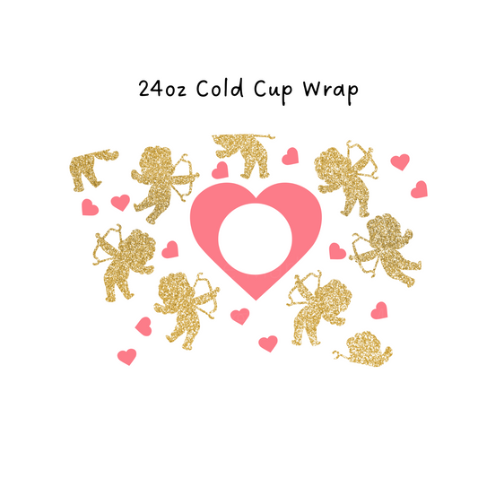 Cupid and Hearts 24 OZ Cold Cup Wrap