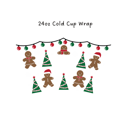 Gingerbread and Trees 24 OZ Cold Cup Wrap