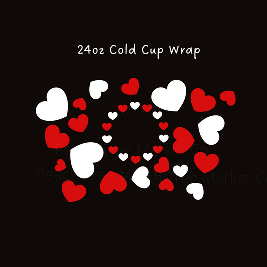Red and White Hearts 24 OZ Cold Cup Wrap