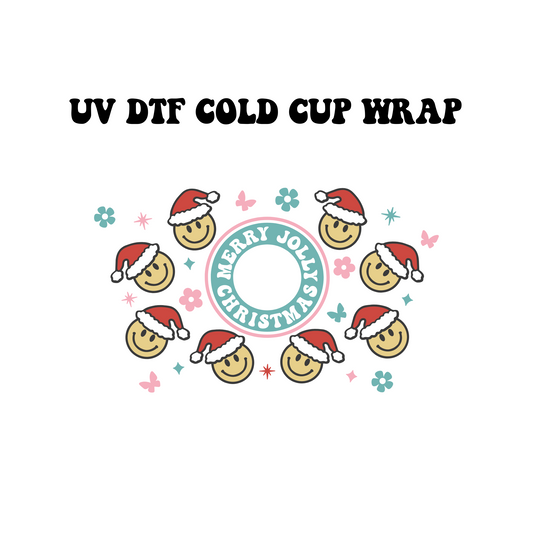 Merry Jolly Christmas Cold Cup UV DTF Wrap