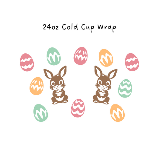Easter Bunny and Easter Eggs 24 oz Cold Cup Wrap