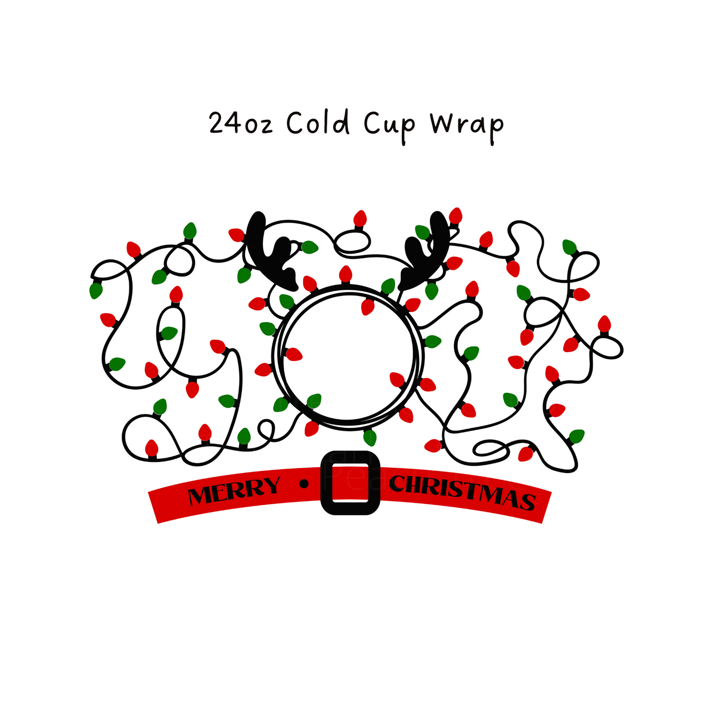 Merry Christmas Lights 24 OZ Cold Cup Wrap