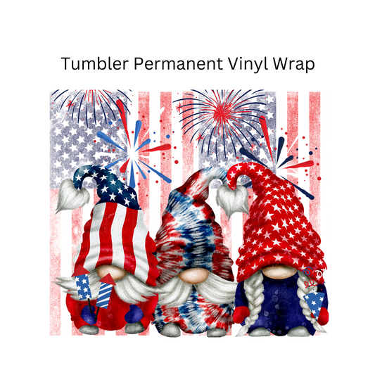 Patriotic Gnome Tumbler Permanent Vinyl Wrap