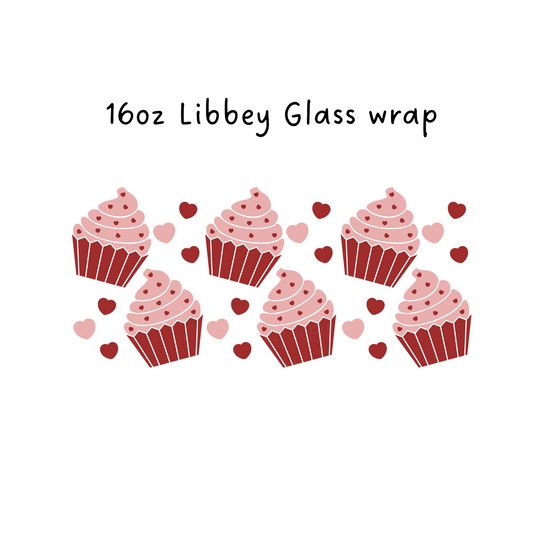 Valentine Cupcakes 16 Oz Libbey Beer Glass Wrap