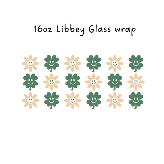 Flowers and Shamrocks 16 Oz Libbey Beer Glass Wrap