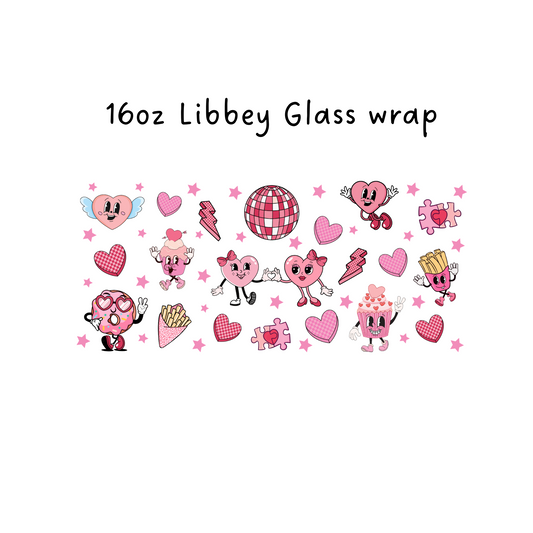 Love Characters 16 Oz Libbey Beer Glass Wrap