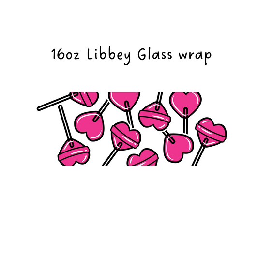 Heart Lollipop 16 Oz Libbey Beer Glass Wrap