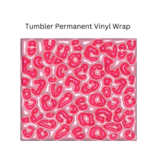 Pink Leopard 3D Puff 20oz Tumbler Permanent Vinyl Wrap