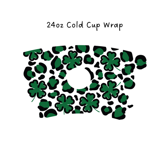 Leopard Leaf Clovers 24 OZ Cold Cup Wrap