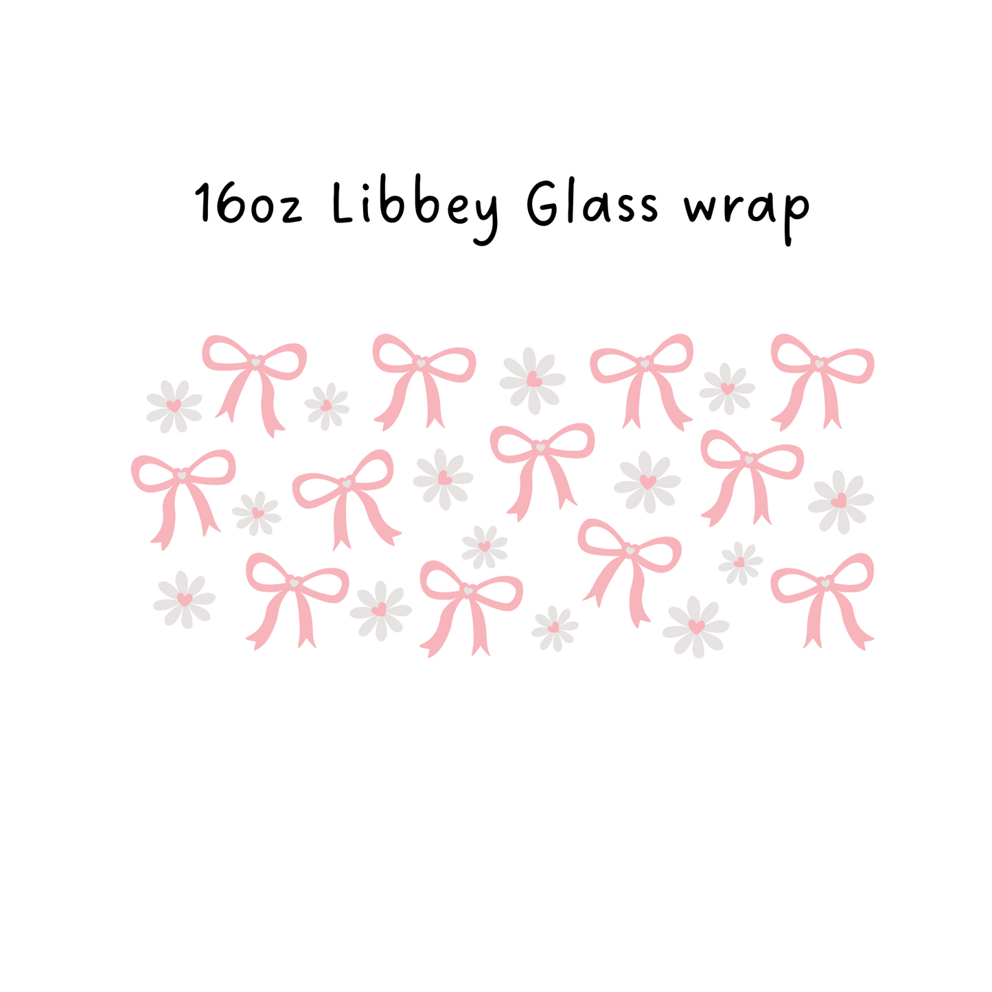 Pink Bows 16 Oz Libbey Beer Glass Wrap
