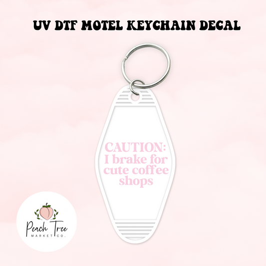 Caution UV DTF Motel Keychain Decal