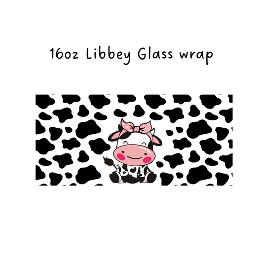 Rosy cheek Cow 16 Oz Libbey Beer Glass Wrap