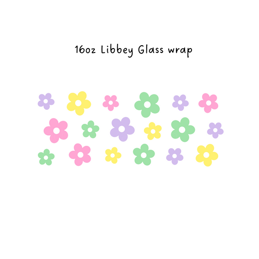 Neon Flowers 16 Oz Libbey Beer Glass Wrap