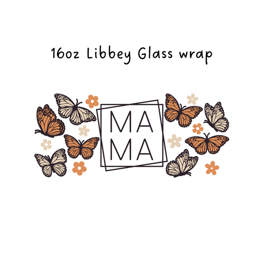 Mama Butterfly 16 Oz Libbey Beer Glass Wrap