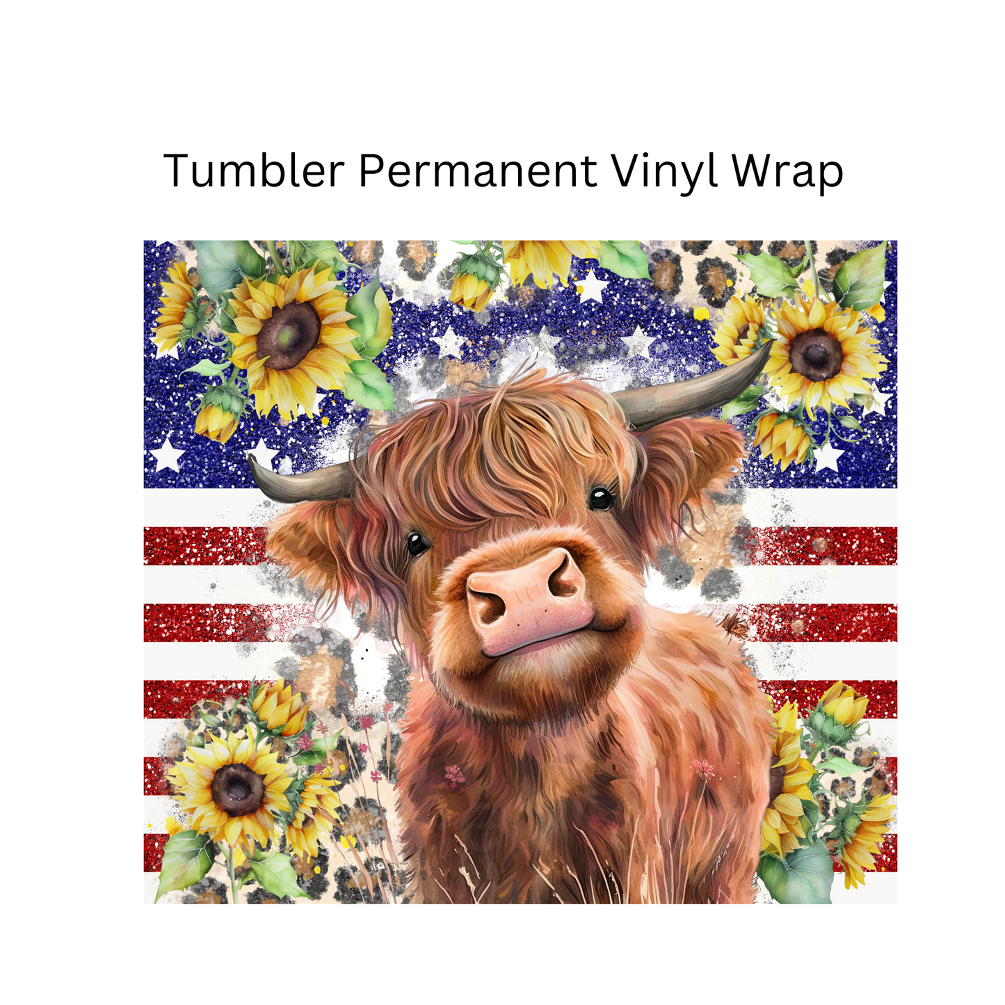 4th Of July Cow Permanent Vinyl Wrap