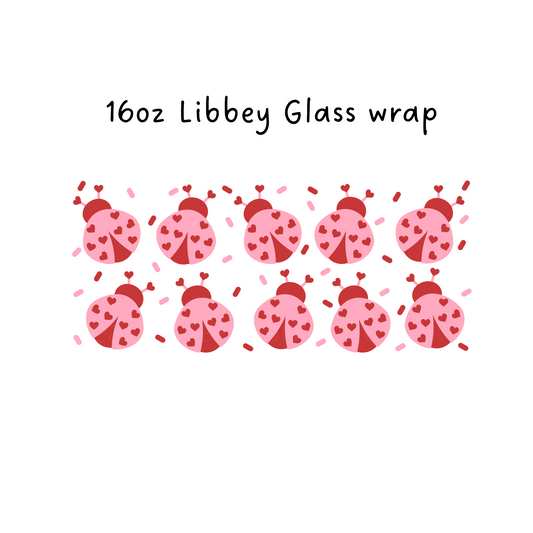 Pink Love Bugs 16 Oz Libbey Beer Glass Wrap