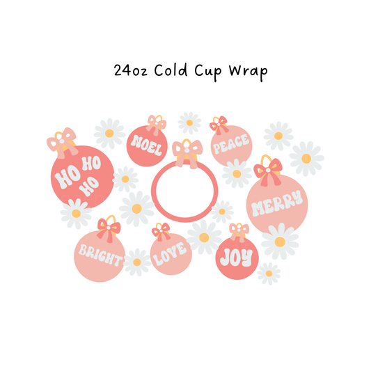 Pink Ornaments 24 OZ Cold Cup Wrap