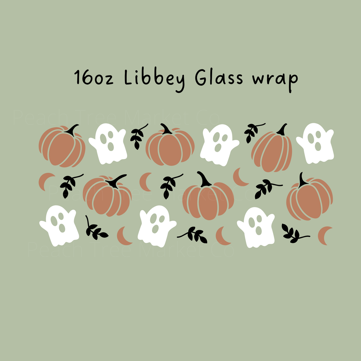 Boho Pumpkins and Ghost 16 Oz Libbey Beer Glass Wrap