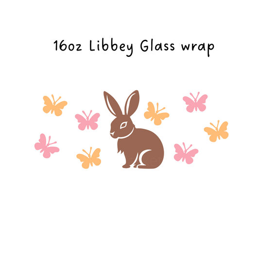 Bunny and Butterflies 16 Oz Libbey Beer Glass Wrap