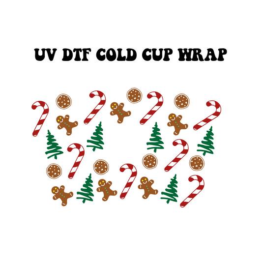 Gingerbread Christmas Cold Cup UV DTF Wrap