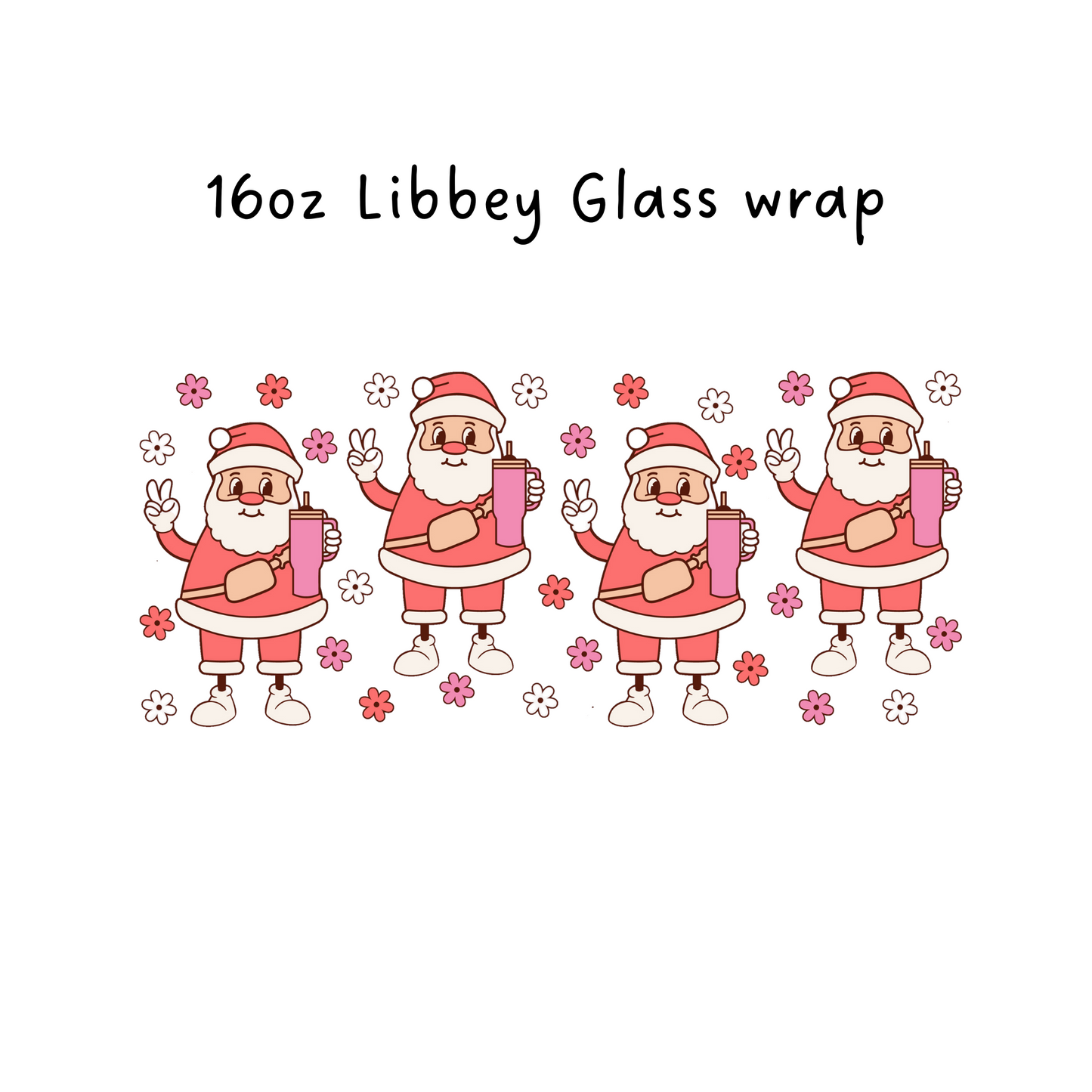 Santa 16 Oz Libbey Beer Glass Wrap