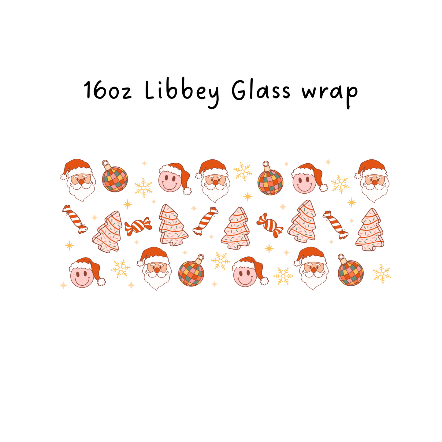 Christmas Doodle 16 Oz Libbey Beer Glass Wrap