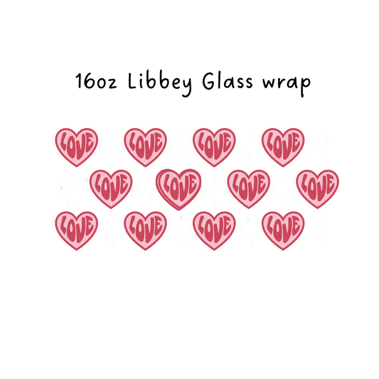 Retro Love Hearts 16 Oz Libbey Beer Glass Wrap
