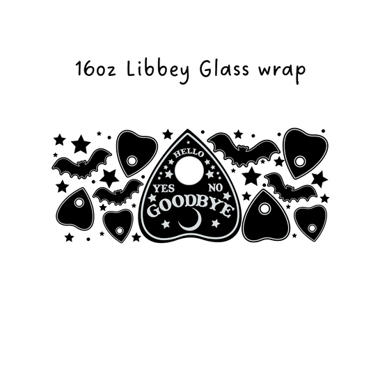 Ouija 16 Oz Libbey Beer Glass Wrap