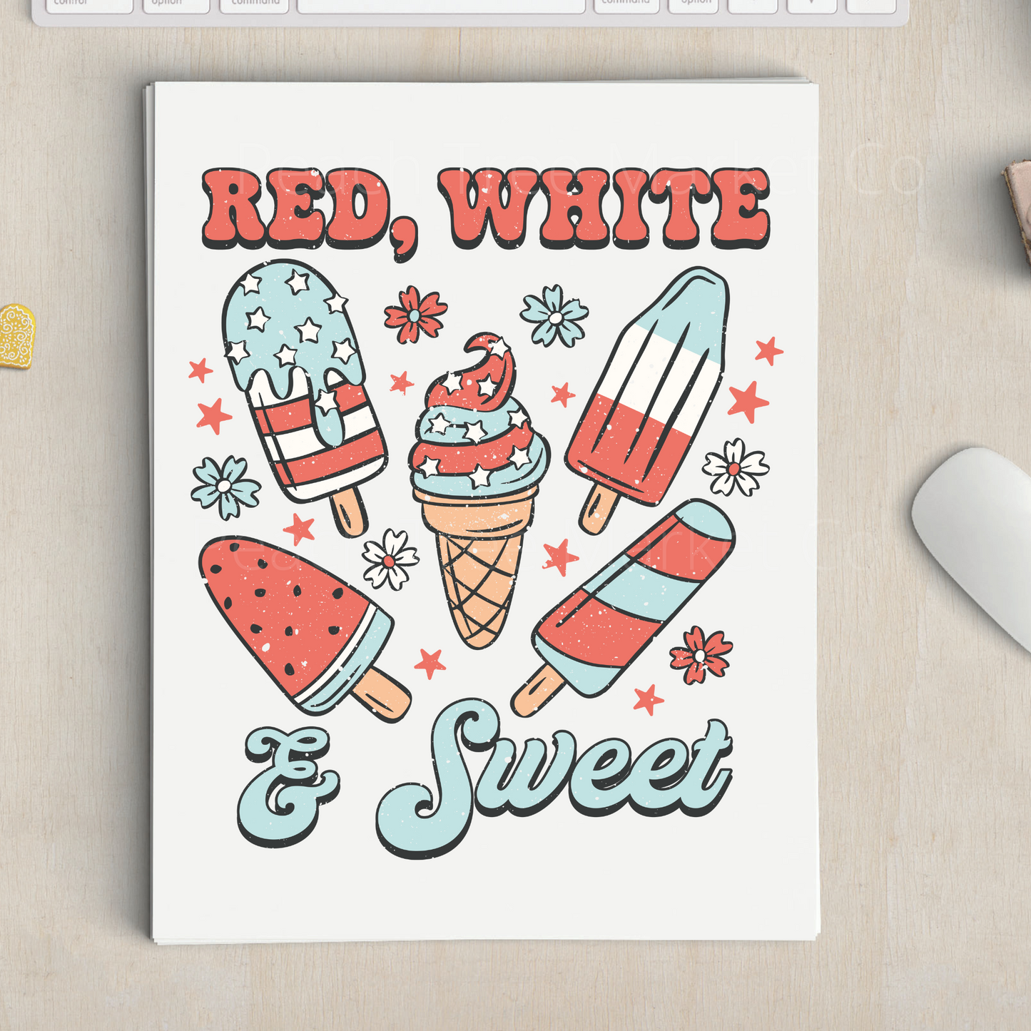 Red White and Sweet Sublimation Transfer