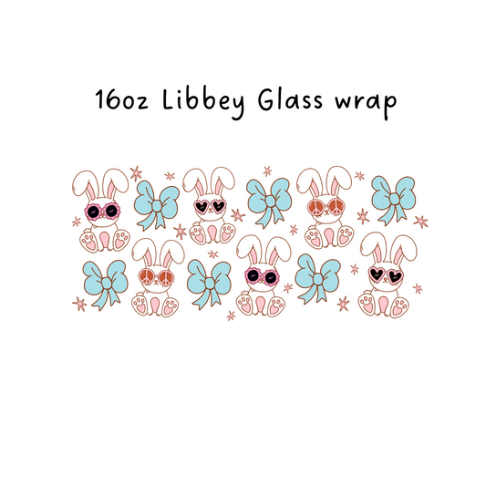 Bows and Bunnies 16 Oz Libbey Beer Glass Wrap