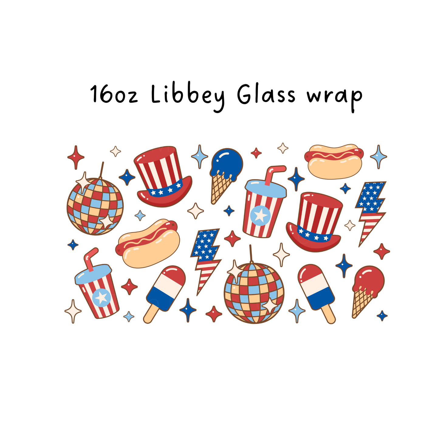 4th of July Food 16 Oz Libbey Beer Glass Wrap