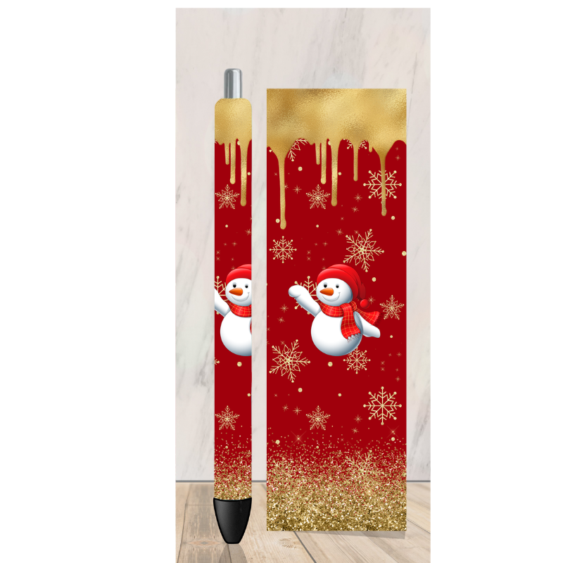 Gold Snowman 4 Pen Wrap