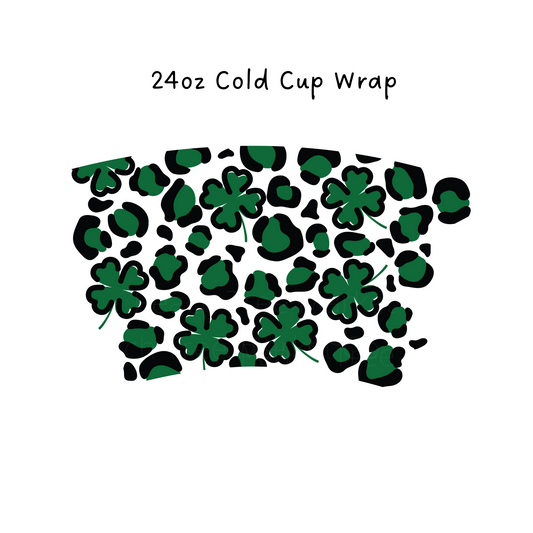 Leopard Leaf Clovers No Hole 24 OZ Cold Cup Wrap