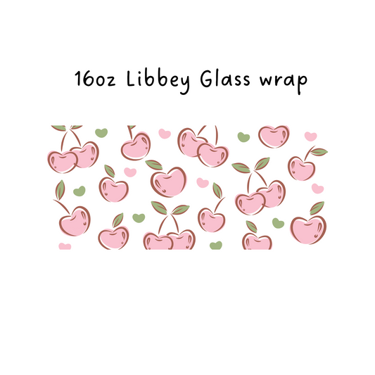 Pink cherries 16 Oz Libbey Beer Glass Wrap