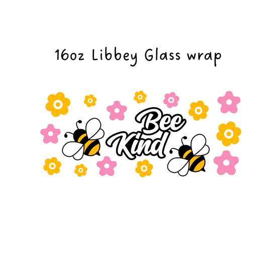 Bee Kind 16 Oz Libbey Beer Glass Wrap