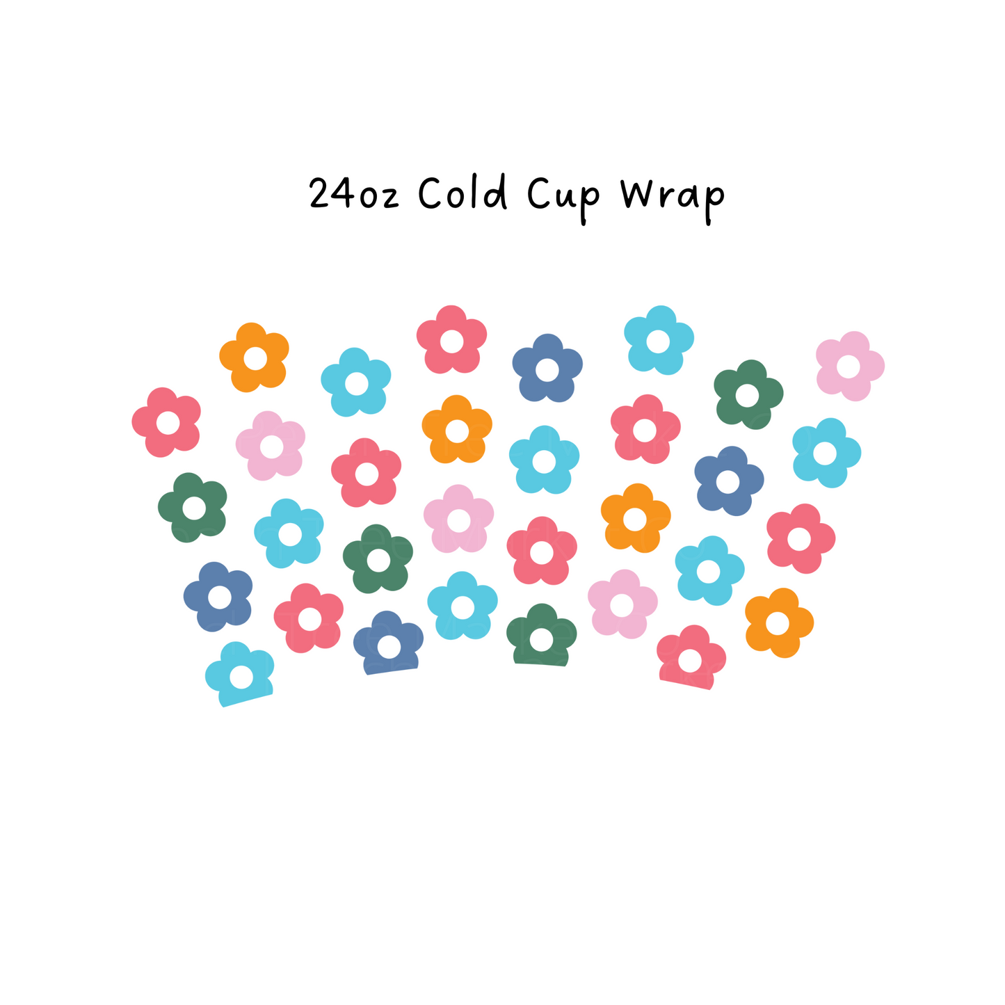 Mini Retro Colorful Daisy No Hole  24 OZ Cold Cup Wrap