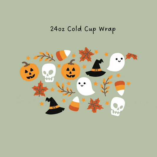 Spooky Fall No Hole 24 OZ Cold Cup Wrap