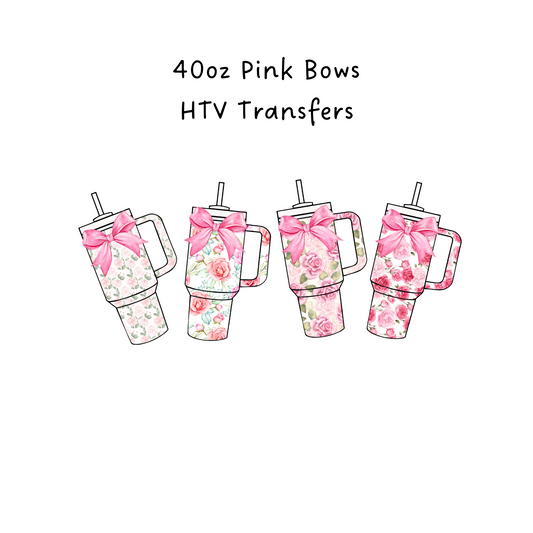 40oz Pink Bows HTV Transfer