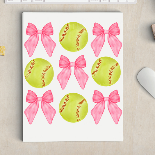 Softball and Bows Sublimation Transfer