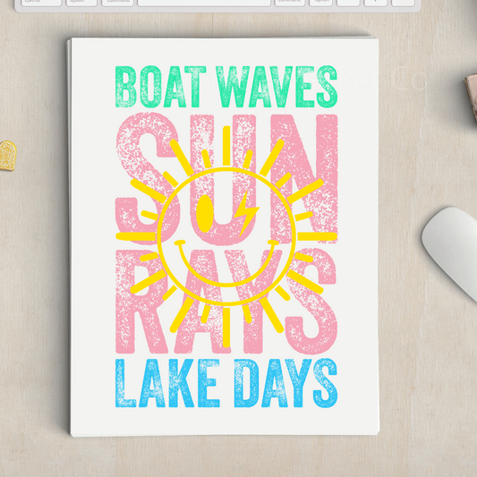Boat Waves Sun Rays Sublimation Transfer