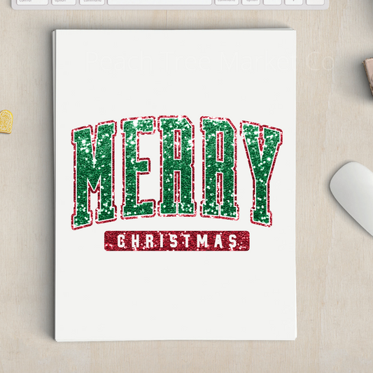 Merry Christmas Red and Green Sublimation Transfer