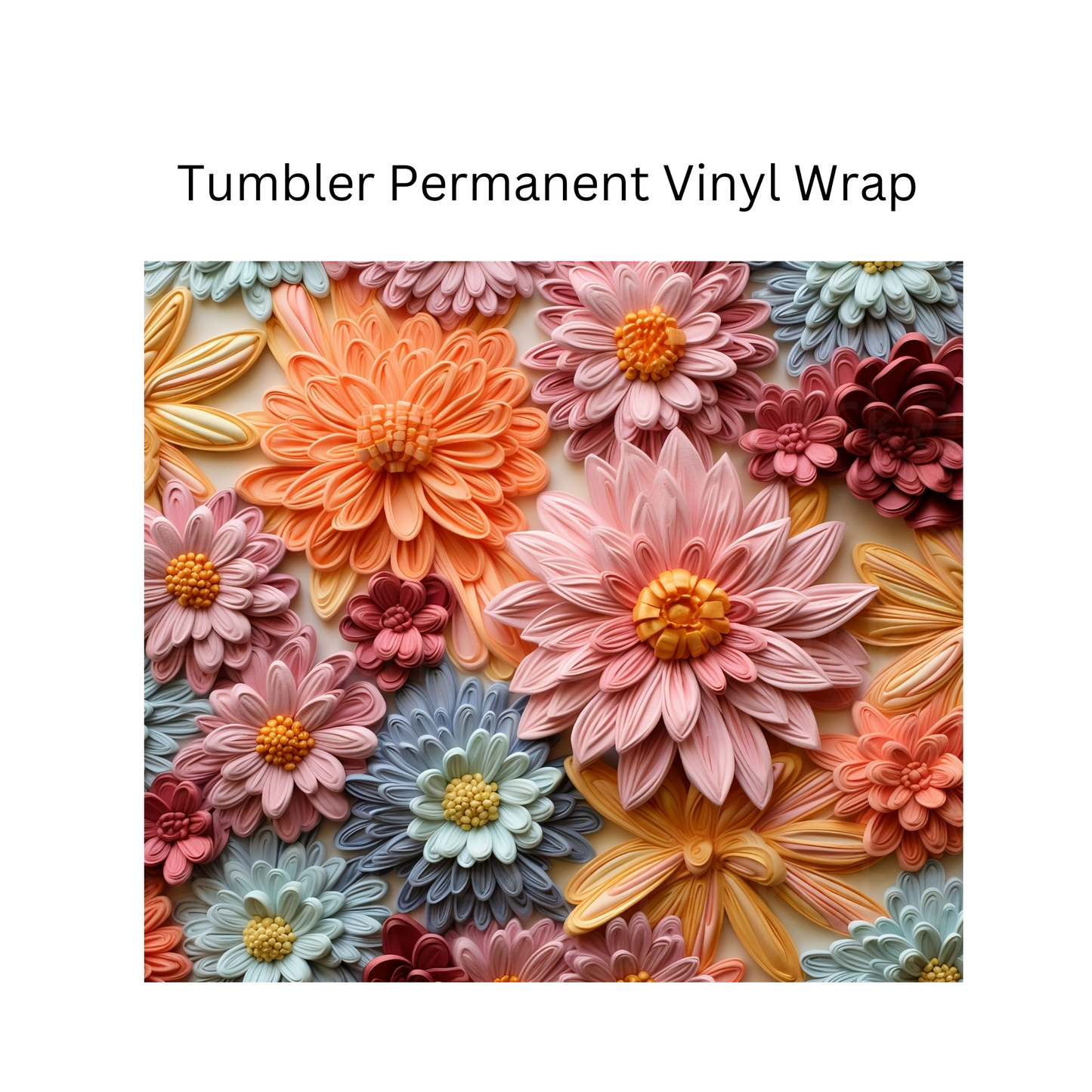 3D Flowers - 4 Permanent Vinyl Wrap
