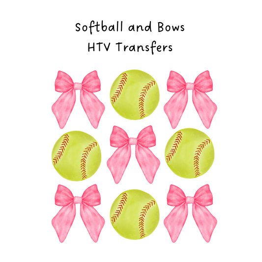 Softball and Bows HTV Transfer