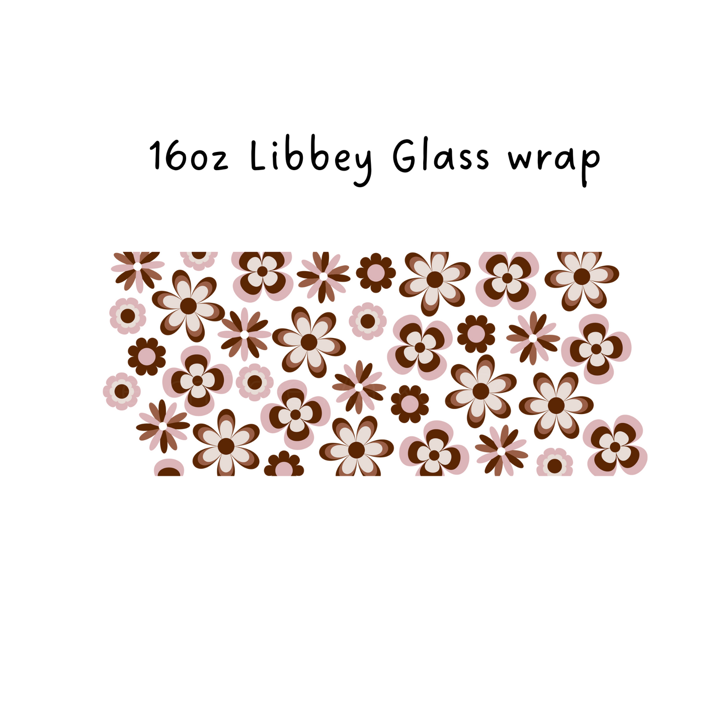 Brown Retro Flowers 16 Oz Libbey Beer Glass Wrap