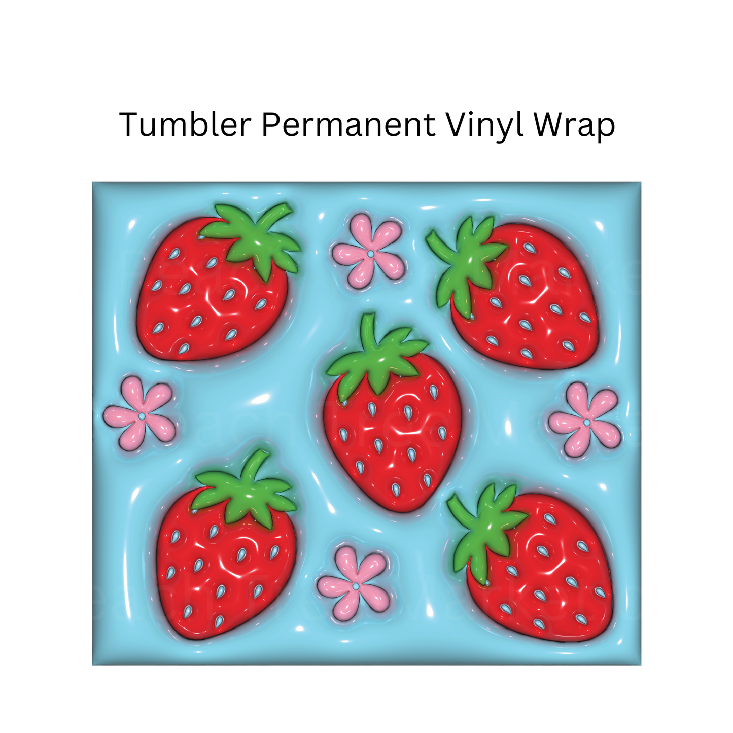Strawberry 3D Puff Permanent Vinyl Wrap