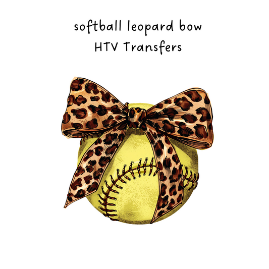 Softball Leopard bow HTV Transfer