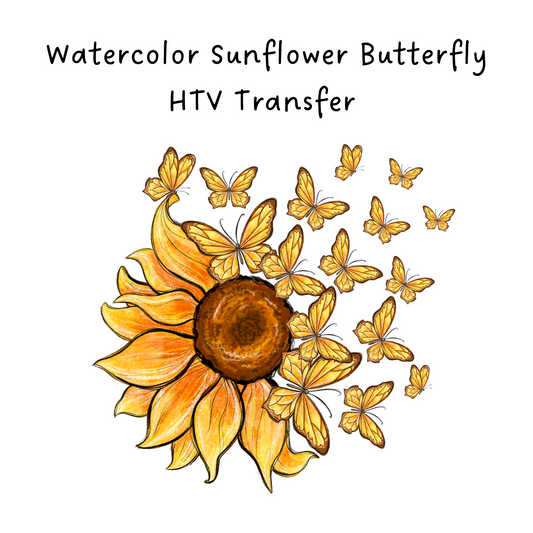 Watercolor Sunflower Butterfly HTV Transfer