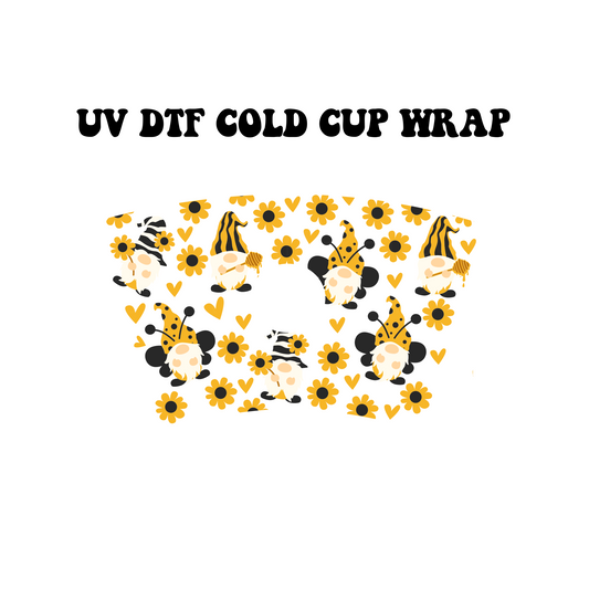 Sunflower Honey Gnomes Cold Cup UV DTF Wrap