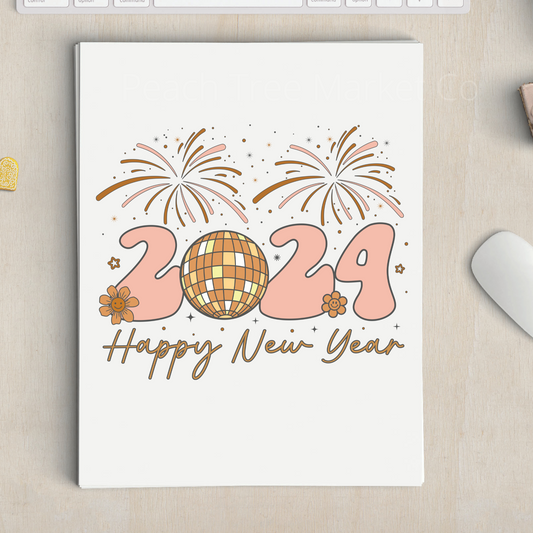 2024 Happy New Year Sublimation Transfer