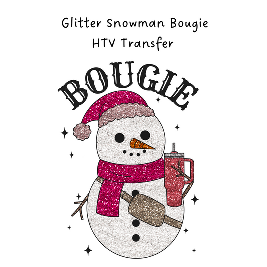 Glitter Snowman Bougie HTV Transfer